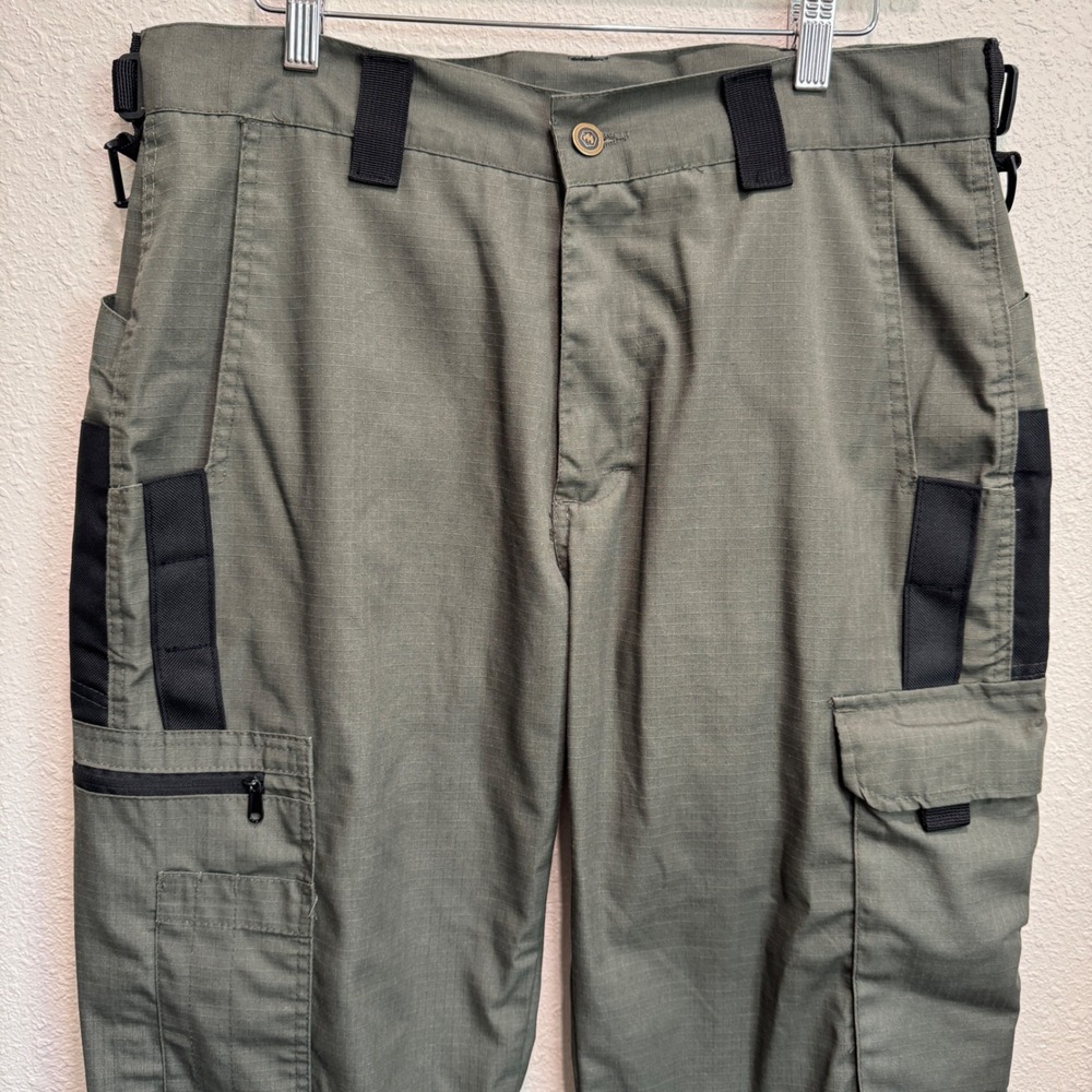 Tactical Series Mens Olive Green Ripstop Cargo Pants Multi Pocket Utility Size M